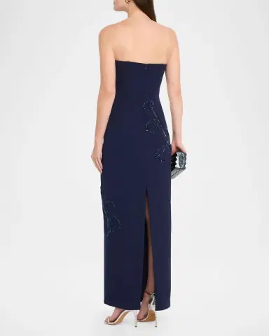 Aidan Mattox Strapless Embroidered Crepe Column Dress | Thumbnail 3