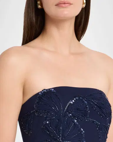 Aidan Mattox Strapless Embroidered Crepe Column Dress | Thumbnail 5