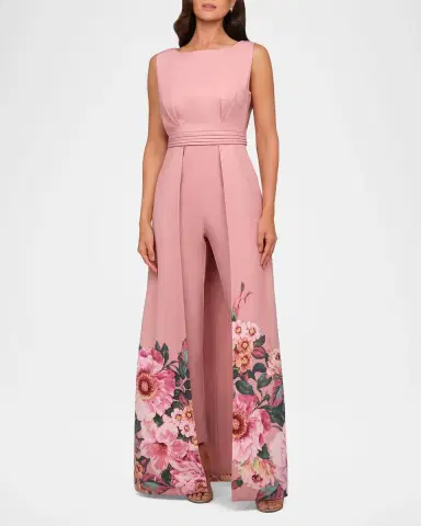 Kay Unger New York Marilotte Floral Crepe Walk Thru Jumpsuit | Thumbnail 2
