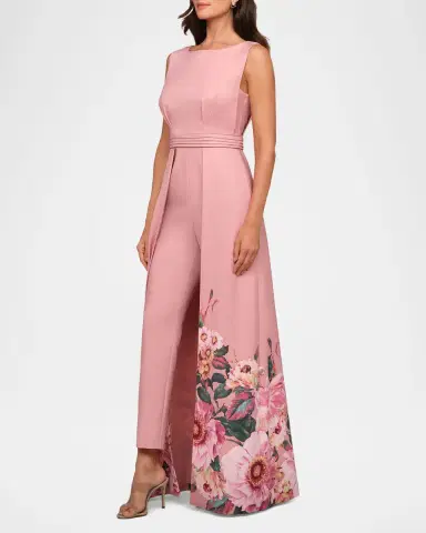 Kay Unger New York Marilotte Floral Crepe Walk Thru Jumpsuit | Thumbnail 4