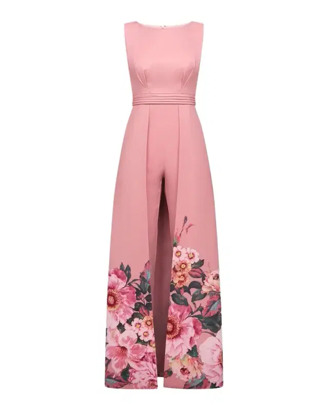 Kay Unger New York Marilotte Floral Crepe Walk Thru Jumpsuit