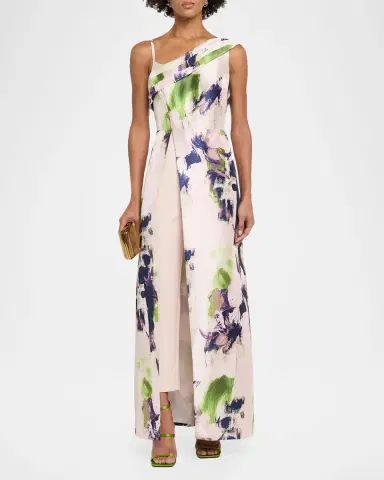 Kay Unger New York Whitely Floral Organza Walk Thru Jumpsuit | Thumbnail 2 Kay Unger New York Whitely Floral Organza Walk Thru Jumpsuit | Thumbnail 2