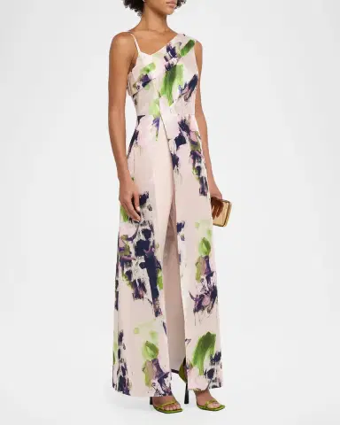 Kay Unger New York Whitely Floral Organza Walk Thru Jumpsuit | Thumbnail 4 Kay Unger New York Whitely Floral Organza Walk Thru Jumpsuit | Thumbnail 4