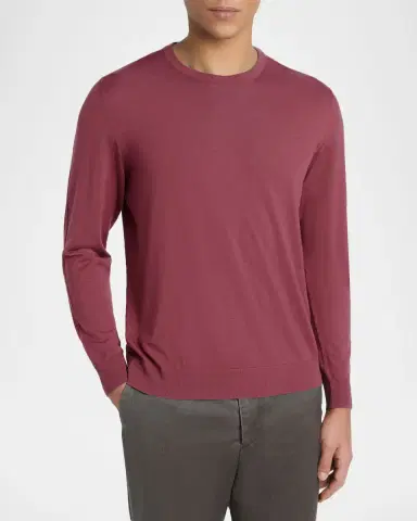 Kiton Fine-Gauge Wool Knit Crewneck Sweater | Thumbnail 3 Kiton Fine-Gauge Wool Knit Crewneck Sweater | Thumbnail 3