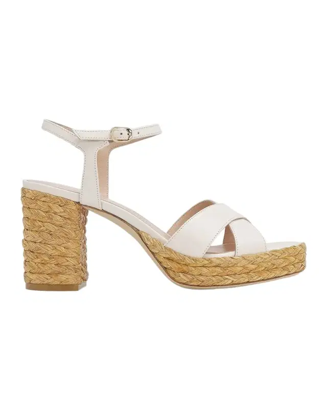 Stuart Weitzman 80mm Dayna Leather Espadrille Platform Sandals