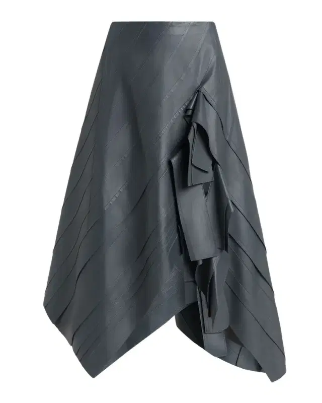 Bottega Veneta Asymmetric Ruffled Leather Midi Skirt