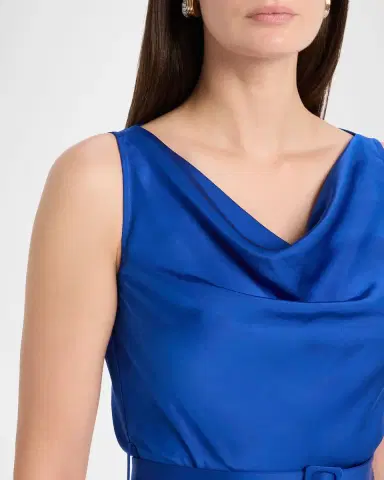Lapointe Satin Sleeveless Belted Dress | Thumbnail 5