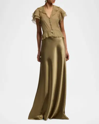 Ralph Lauren Collection Crinkle Silk Chiffon Blouse | Thumbnail 2