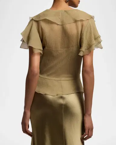 Ralph Lauren Collection Crinkle Silk Chiffon Blouse | Thumbnail 3