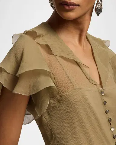 Ralph Lauren Collection Crinkle Silk Chiffon Blouse | Thumbnail 5