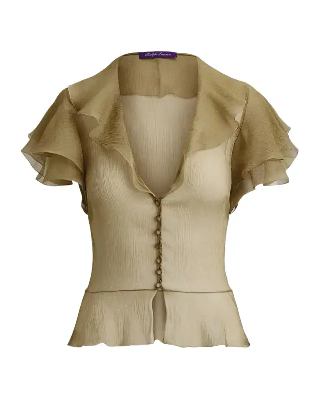 Ralph Lauren Collection Crinkle Silk Chiffon Blouse