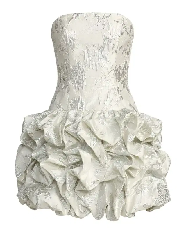 Mac Duggal Brocade Strapless Bubble Hem Mini dress