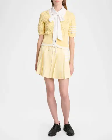 Thom Browne Argyle Pointelle-Knit Cotton Cardigan | Thumbnail 2