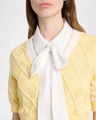 Thom Browne Argyle Pointelle-Knit Cotton Cardigan | Thumbnail 5