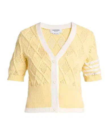 Thom Browne Argyle Pointelle-Knit Cotton Cardigan | Thumbnail 1