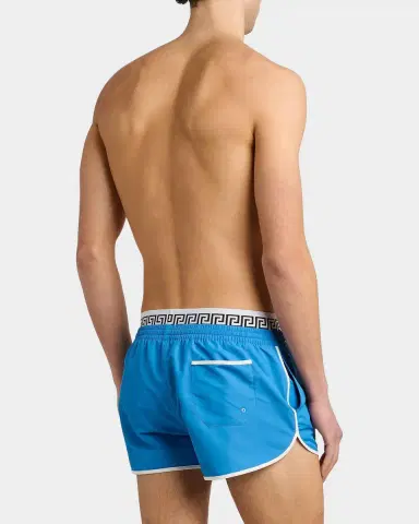 Versace Men's Golfo Greca Double-Waistband Swim Shorts | Thumbnail 3 Versace Men's Golfo Greca Double-Waistband Swim Shorts | Thumbnail 3