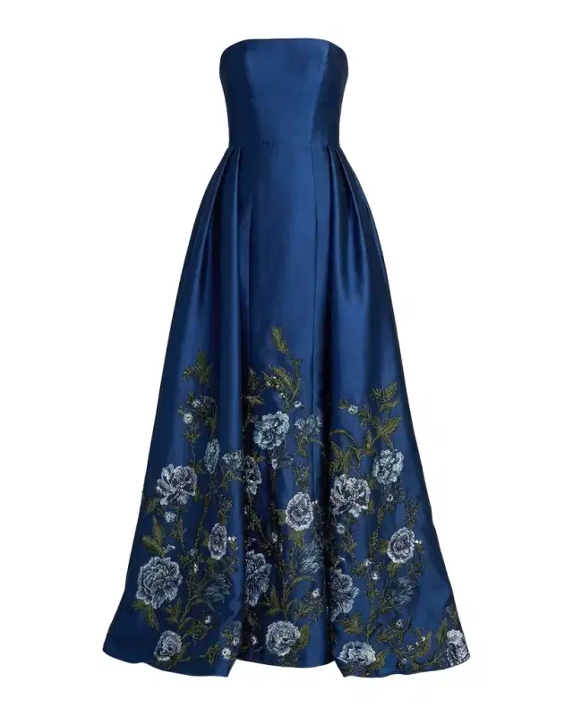 Mac Duggal Embroidered Mikado Strapless Gown