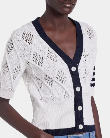 Thom Browne Argyle Pointelle-Knit Cotton Cardigan | Thumbnail 5 Thom Browne Argyle Pointelle-Knit Cotton Cardigan | Thumbnail 5
