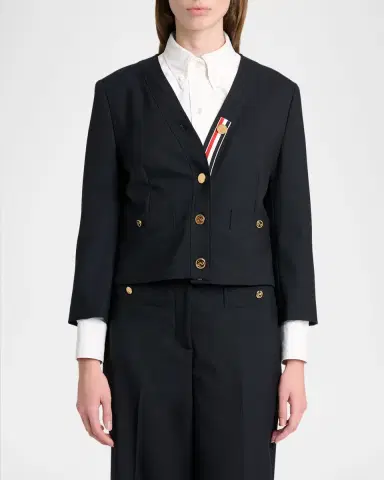 Thom Browne V-Neck Wool Cardigan Jacket | Thumbnail 4 Thom Browne V-Neck Wool Cardigan Jacket | Thumbnail 4