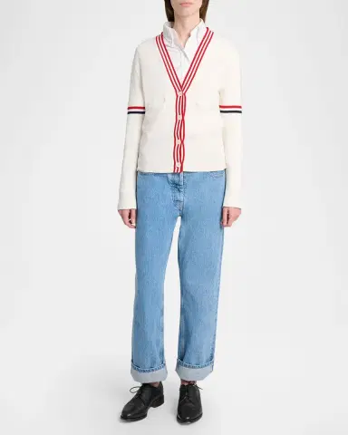 Thom Browne Sailboat Jacquard Cotton Cardigan | Thumbnail 2 Thom Browne Sailboat Jacquard Cotton Cardigan | Thumbnail 2