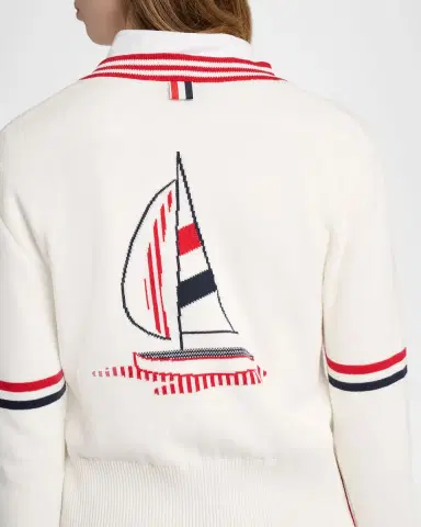 Thom Browne Sailboat Jacquard Cotton Cardigan | Thumbnail 5 Thom Browne Sailboat Jacquard Cotton Cardigan | Thumbnail 5