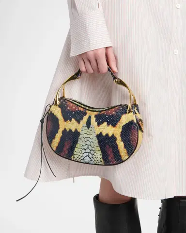 Alexander McQueen Wishbone Python-Print Sculptural Top-Handle Bag | Thumbnail 2