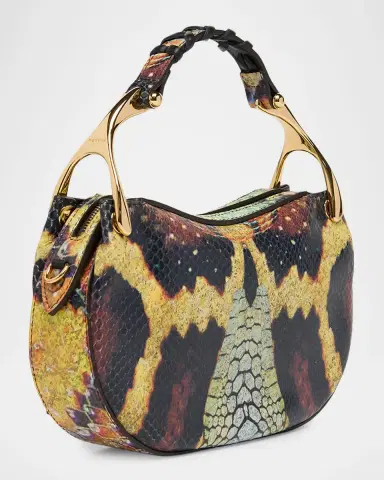 Alexander McQueen Wishbone Python-Print Sculptural Top-Handle Bag | Thumbnail 3
