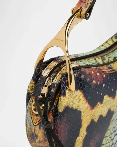 Alexander McQueen Wishbone Python-Print Sculptural Top-Handle Bag | Thumbnail 6