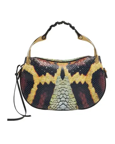 Alexander McQueen Wishbone Python-Print Sculptural Top-Handle Bag | Thumbnail 1