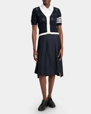 Thom Browne Argyle Pointelle-Knit Cotton Cardigan | Thumbnail 2 Thom Browne Argyle Pointelle-Knit Cotton Cardigan | Thumbnail 2