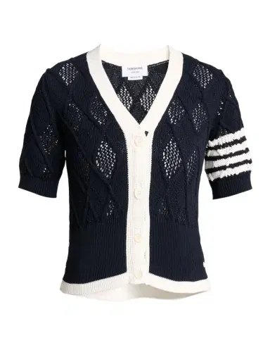 Thom Browne Argyle Pointelle-Knit Cotton Cardigan | Thumbnail 1 Thom Browne Argyle Pointelle-Knit Cotton Cardigan | Thumbnail 1