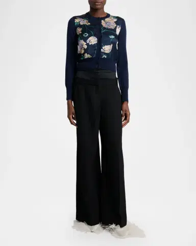 Erdem Painted Flower Crop Cardigan | Thumbnail 2 Erdem Painted Flower Crop Cardigan | Thumbnail 2
