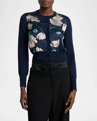 Erdem Painted Flower Crop Cardigan | Thumbnail 4 Erdem Painted Flower Crop Cardigan | Thumbnail 4