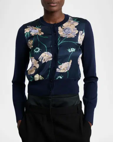 Erdem Painted Flower Crop Cardigan | Thumbnail 5 Erdem Painted Flower Crop Cardigan | Thumbnail 5