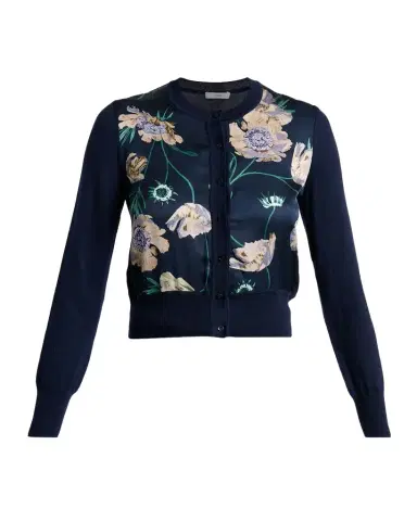 Erdem Painted Flower Crop Cardigan | Thumbnail 1 Erdem Painted Flower Crop Cardigan | Thumbnail 1