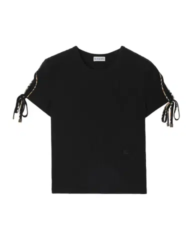 Burberry Taisie Cotton Tie-Sleeve Crop T-Shirt | Thumbnail 1 Burberry Taisie Cotton Tie-Sleeve Crop T-Shirt | Thumbnail 1
