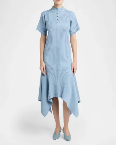 Stella McCartney Rib-Knit Cotton Midi Polo Dress | Thumbnail 2 Stella McCartney Rib-Knit Cotton Midi Polo Dress | Thumbnail 2