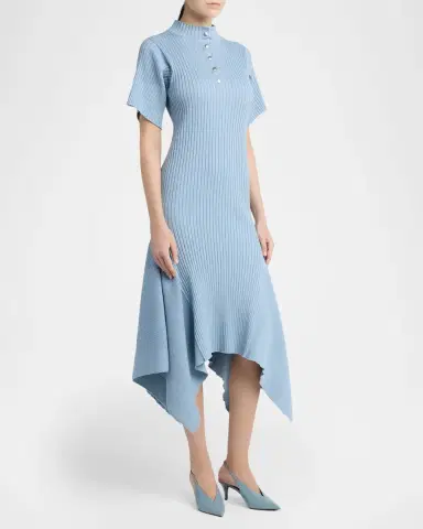 Stella McCartney Rib-Knit Cotton Midi Polo Dress | Thumbnail 4 Stella McCartney Rib-Knit Cotton Midi Polo Dress | Thumbnail 4