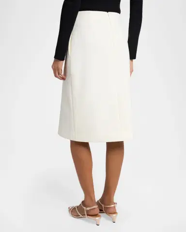 Jil Sander Side-Pleat Wool Sable Knee-Length Skirt | Thumbnail 3 Jil Sander Side-Pleat Wool Sable Knee-Length Skirt | Thumbnail 3