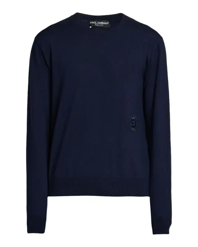 Dolce & Gabbana Men 's Wool Logo Crest Crewneck Sweater