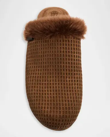 Brunello Cucinelli Perforated Shearling-Trimmed Suede Clogs | Thumbnail 5 Brunello Cucinelli Perforated Shearling-Trimmed Suede Clogs | Thumbnail 5