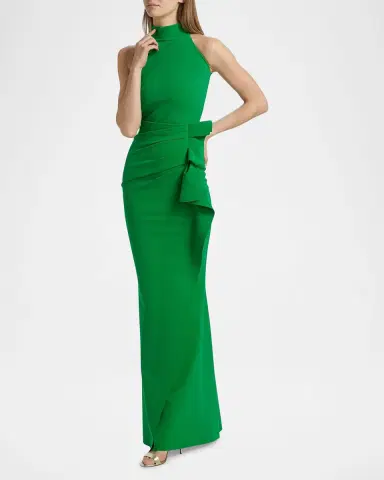 Chiara Boni La Petite Robe Gudrum Halter Ruffle Gown | Thumbnail 2