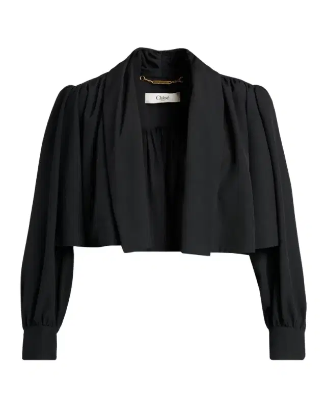 Chloe Open-Front Pleated Crop Blazer