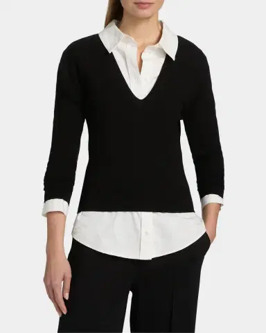 TOTEME Compact Knit V-Neck Top | Thumbnail 4 TOTEME Compact Knit V-Neck Top | Thumbnail 4