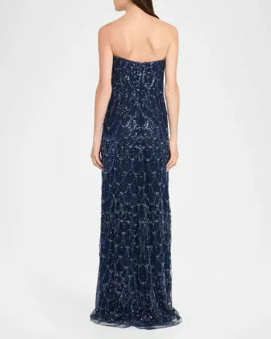 Reem Acra Strapless Crystal Embellished Evening Gown | Thumbnail 3