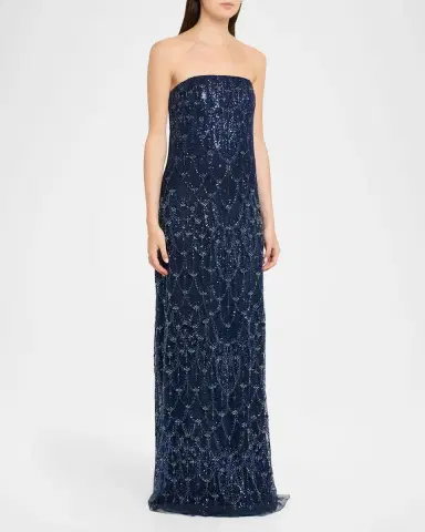 Reem Acra Strapless Crystal Embellished Evening Gown | Thumbnail 4