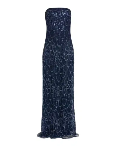 Reem Acra Strapless Crystal Embellished Evening Gown | Thumbnail 1