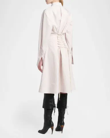 Alexander McQueen Striped Cotton-Silk Lace-Up Shirtdress | Thumbnail 3 Alexander McQueen Striped Cotton-Silk Lace-Up Shirtdress | Thumbnail 3