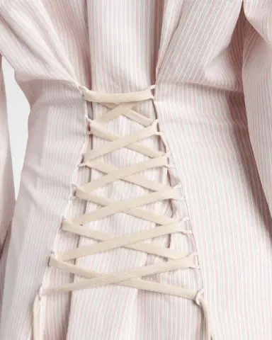 Alexander McQueen Striped Cotton-Silk Lace-Up Shirtdress | Thumbnail 5 Alexander McQueen Striped Cotton-Silk Lace-Up Shirtdress | Thumbnail 5