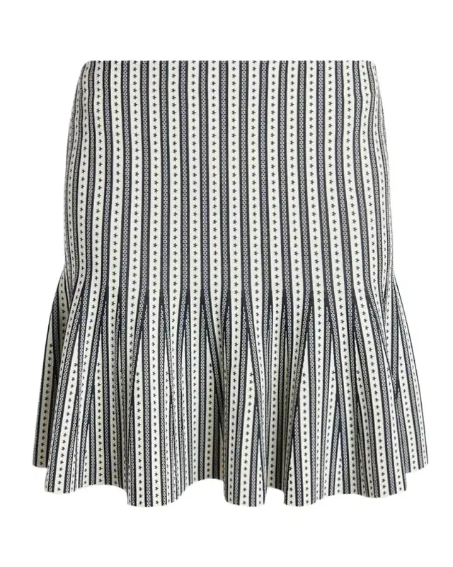 McQueen Jacquard-Striped Flounce Mini Skirt